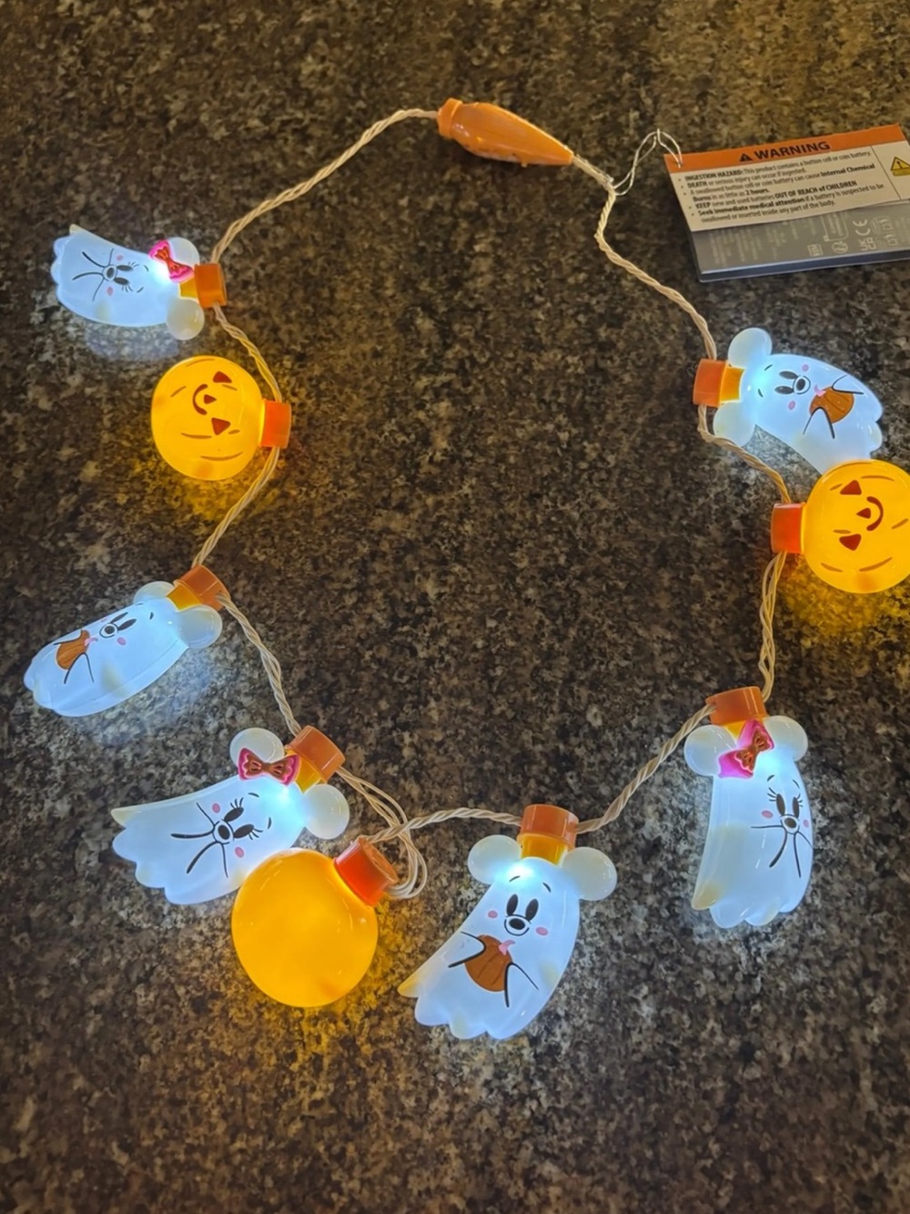 Disney Halloween Ghost & Jack-O'-Lantern String Lights - White and Orange